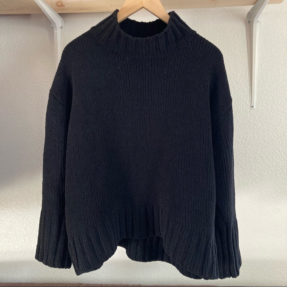 SOLD Black mock neck knit sweater